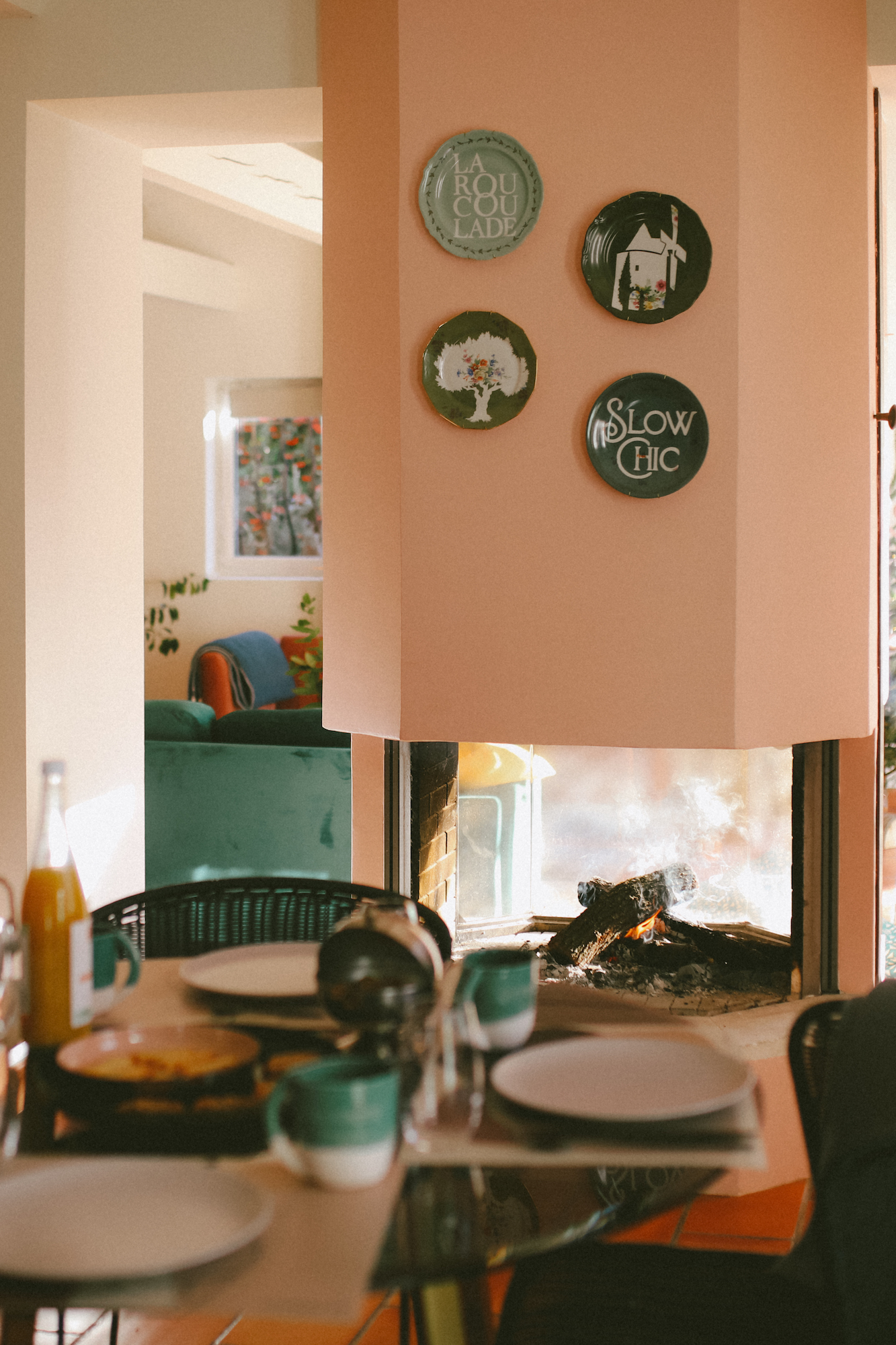 Pink fireplace